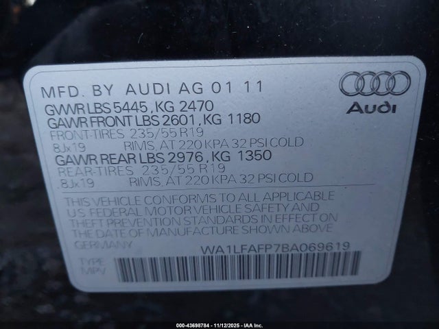 2011 AUDI Q5 WA1LFAFP7BA069619 Photo 8