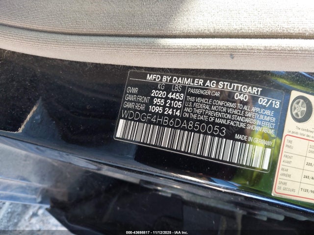 43698817 :رقم المزاد ، WDDGF4HB6DA850053 vin ، 2013 Mercedes-benz C 250 Luxury/sport مزاد بيع