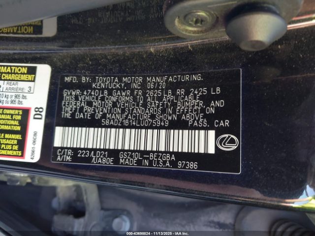 2020 LEXUS ES 350 58ADZ1B14LU075949 Photo 8