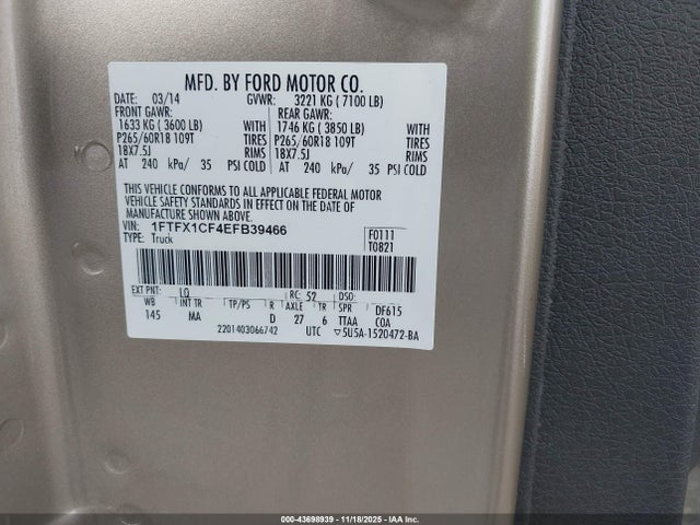 2014 FORD F-150 1FTFX1CF4EFB39466 Photo 8