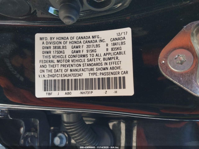 Honda CIVIC SI 2018 2HGFC1E54JH702347 Image 9