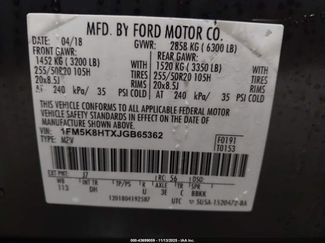 2018 FORD EXPLORER 1FM5K8HTXJGB65362 Photo 8