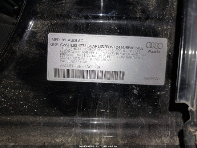 2007 AUDI A4 WAUEF78E57A017861 Photo 8