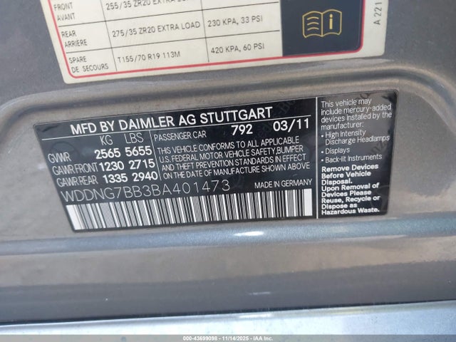 2011 MERCEDES-BENZ S 550 WDDNG7BB3BA401473 Photo 8