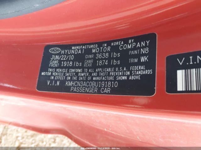 2011 HYUNDAI ACCENT KMHCN3AC0BU191810 Photo 8