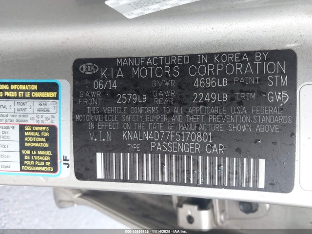 KIA Cadenza Premium 2015 KNALN4D77F5170801 Image 9