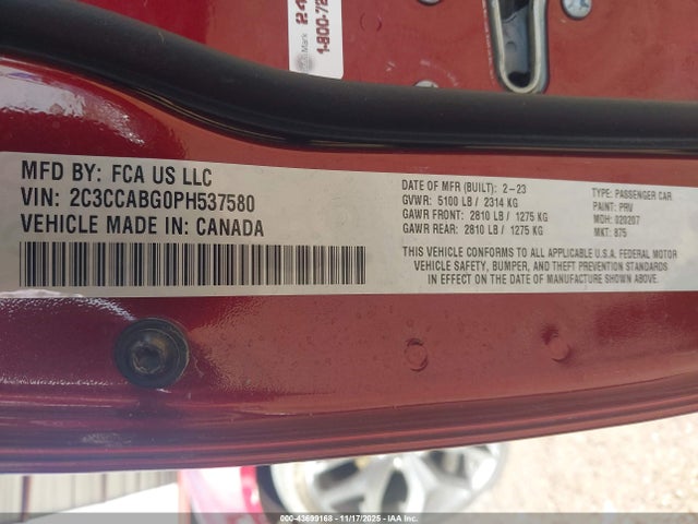 Chrysler 300 300s 2023 2C3CCABG0PH537580 Image 9