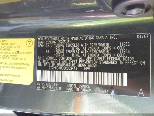 2008 LEXUS RX 350 2T2HK31U38C059444 Photo 8