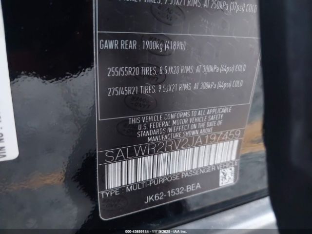 2018 LAND ROVER RANGE ROVER SPORT SALWR2RV2JA197459 Photo 8