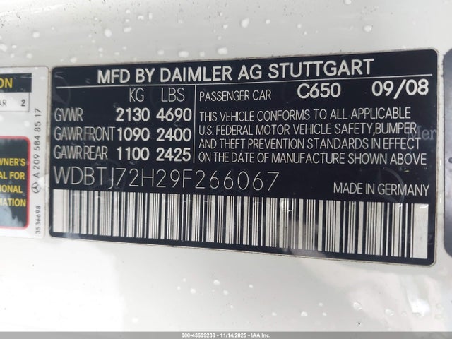 2009 MERCEDES-BENZ CLK 550 WDBTJ72H29F266067 Photo 8