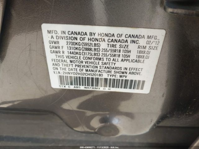 2012 ACURA MDX 2HNYD2H32CH520180 Photo 8