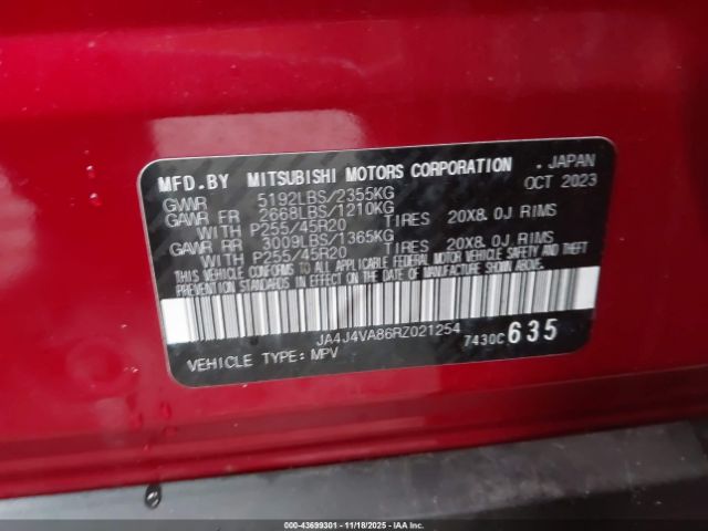 2024 MITSUBISHI OUTLANDER JA4J4VA86RZ021254 Photo 8