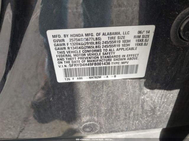 2015 ACURA MDX 5FRYD4H49FB001436 Photo 8