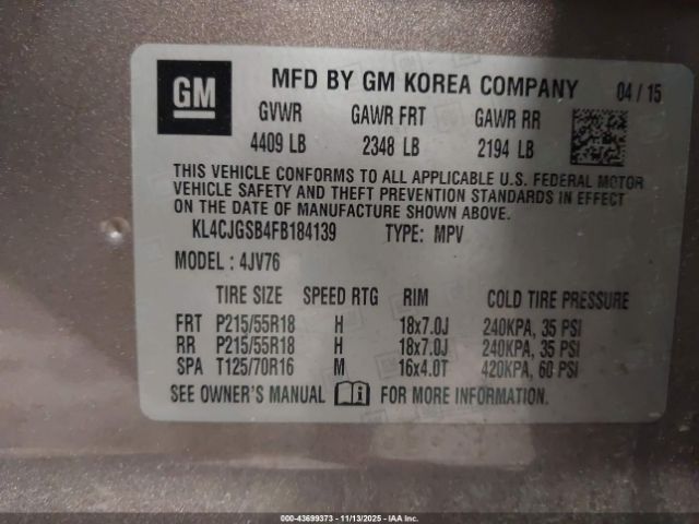 2015 BUICK ENCORE KL4CJGSB4FB184139 Photo 8