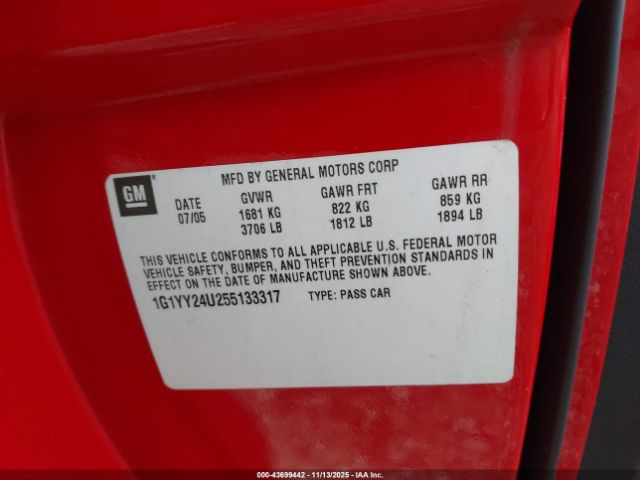 2005 CHEVROLET CORVETTE 1G1YY24U255133317 Photo 8