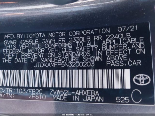 2022 TOYOTA PRIUS PRIME JTDKAMFP5N3200203 Photo 8