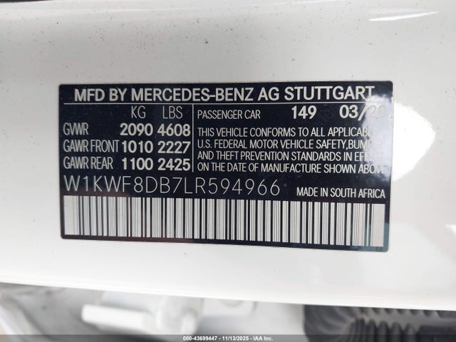Mercedes-Benz m264 2020 W1KWF8DB7LR594966 Image 9