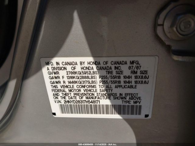 2007 ACURA MDX 2HNYD28317H548171 Photo 8