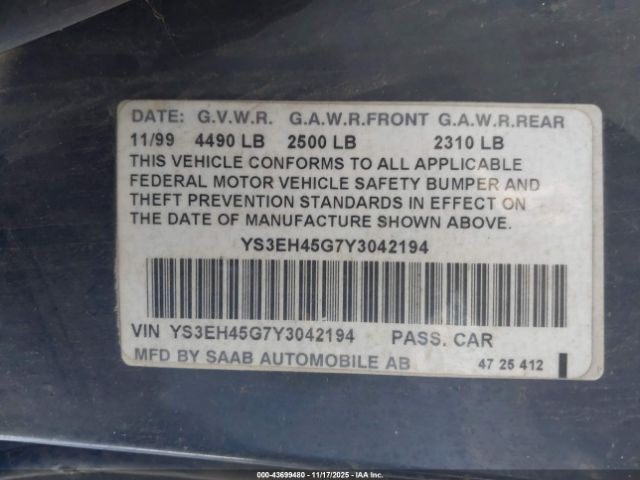 2000 SAAB 9-5 YS3EH45G7Y3042194 Photo 8