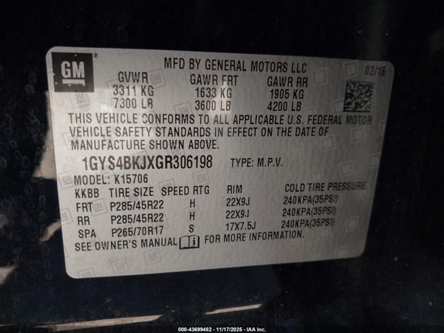 2016 CADILLAC ESCALADE 1GYS4BKJXGR306198 Photo 8