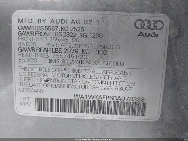 2011 AUDI Q5 WA1WKAFP6BA078398 Photo 8