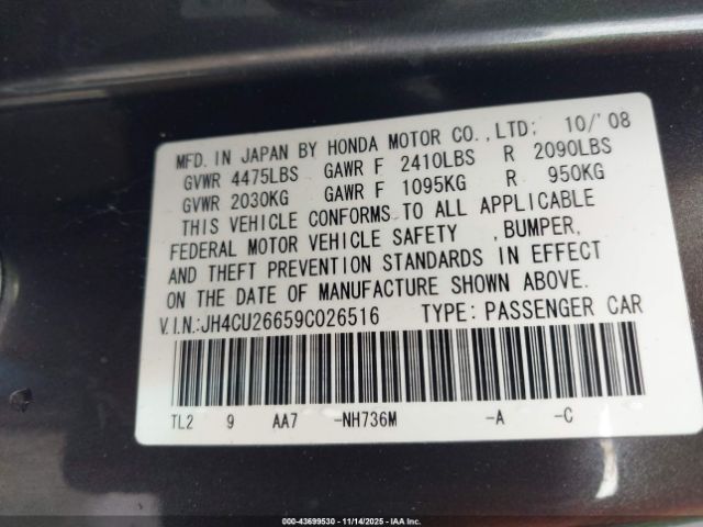 2009 ACURA TSX JH4CU26659C026516 Photo 8