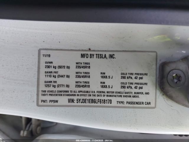 2020 TESLA MODEL 3 5YJ3E1EB6LF618170 Photo 8