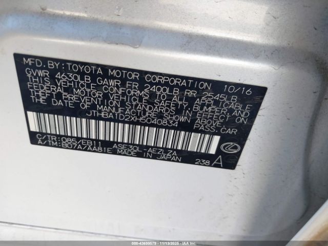 2017 LEXUS IS 200T JTHBA1D2XH5040834 Photo 8