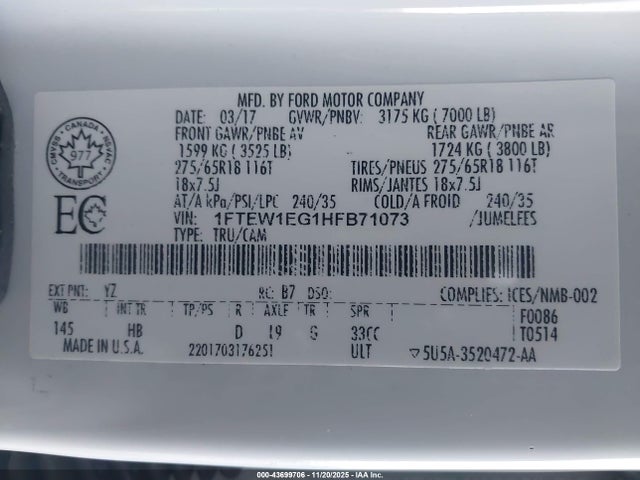 Ford F-150 Lariat 2017 1FTEW1EG1HFB71073 Image 9