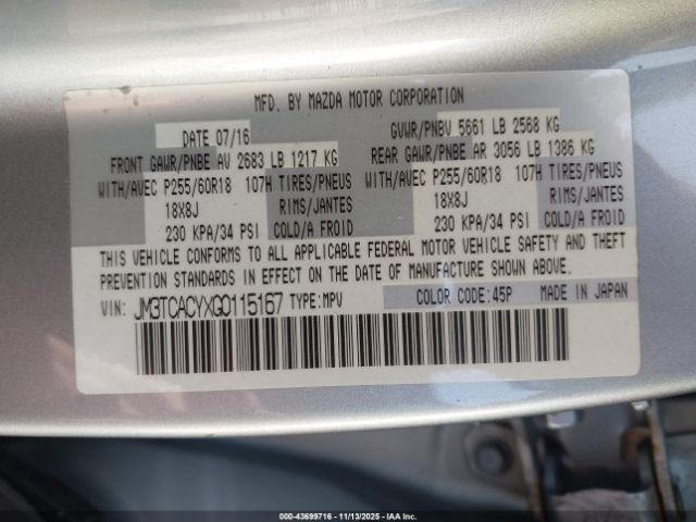 2016 MAZDA CX-9 JM3TCACYXG0115167 Photo 8