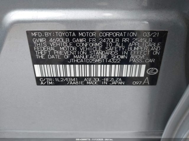 2021 LEXUS IS 300 JTHCA1D25M5114322 Photo 8