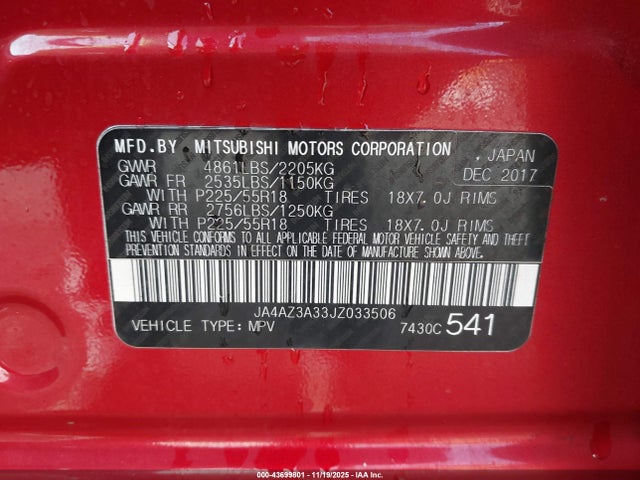 2018 MITSUBISHI OUTLANDER JA4AZ3A33JZ033506 Photo 8