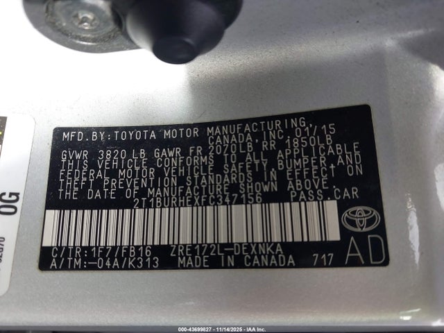 Toyota COROLLA LE 2015 2T1BURHEXFC347156 Image 9