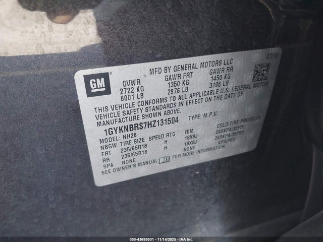 2017 CADILLAC XT5 1GYKNBRS7HZ131504 Photo 8