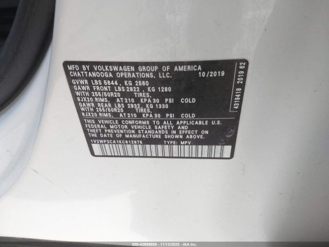 2019 VOLKSWAGEN ATLAS 1V2WP2CA1KC612875 Photo 8