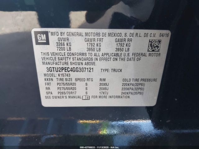 2016 GMC SIERRA 1500 3GTU2PEC4GG307121 Photo 8