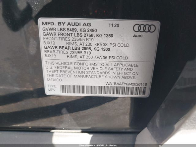2021 AUDI Q5 WA1BAAFY8M2026116 Photo 8