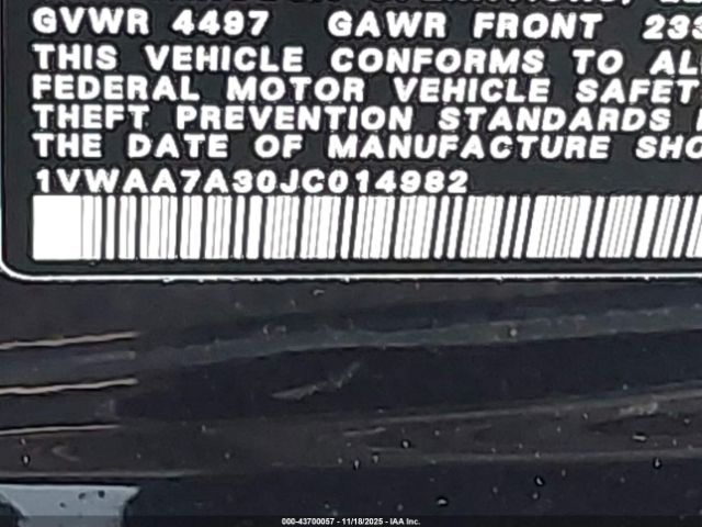 2018 VOLKSWAGEN PASSAT 1VWAA7A30JC014982 Photo 8