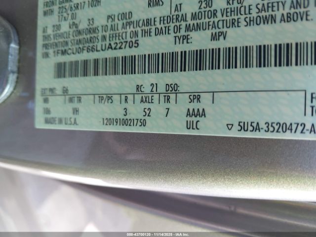 2020 FORD ESCAPE 1FMCU0F66LUA22705 Photo 8