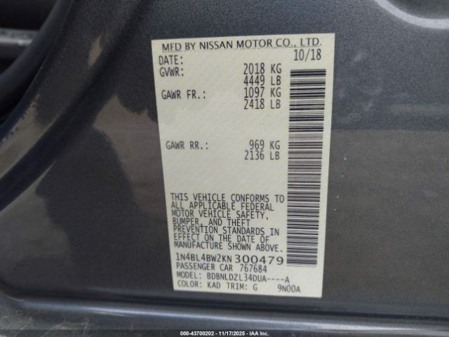 2019 NISSAN ALTIMA 1N4BL4BW2KN300479 Photo 8