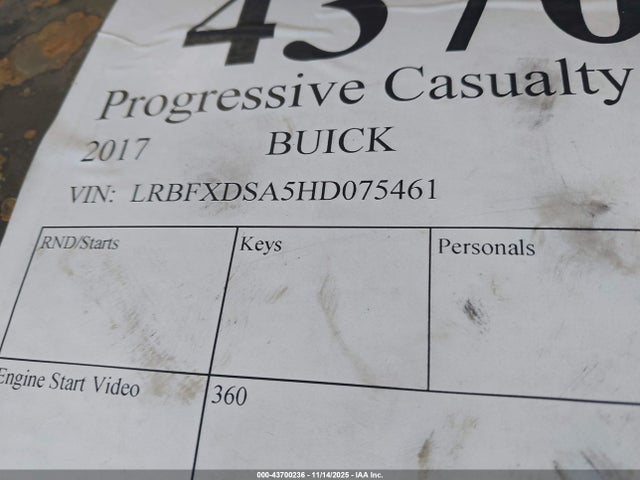 43700236 :رقم المزاد ، LRBFXDSA5HD075461 vin ، 2017 Buick Envision Essence مزاد بيع