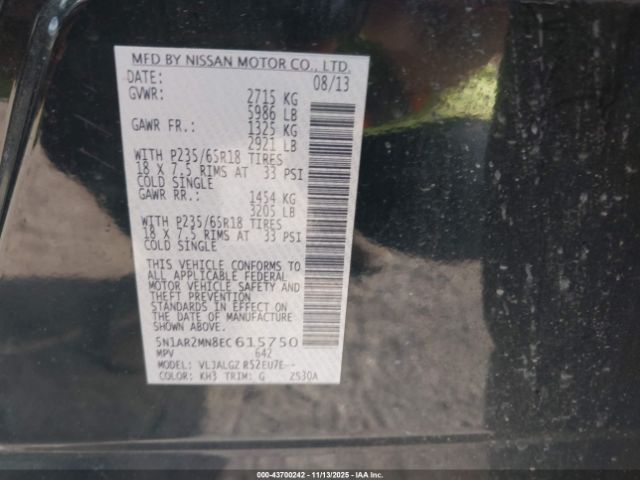 2014 NISSAN PATHFINDER 5N1AR2MN8EC615750 Photo 8