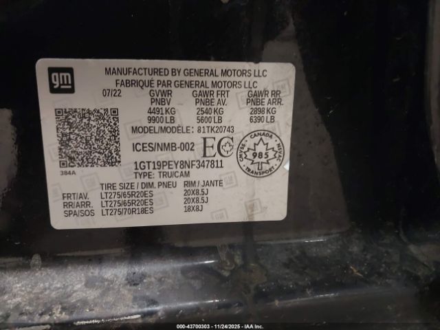 2022 GMC SIERRA 2500HD 1GT19PEY8NF347811 Photo 8