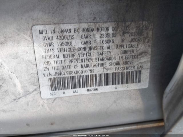 2008 ACURA TSX JH4CL968X8C010792 Photo 8