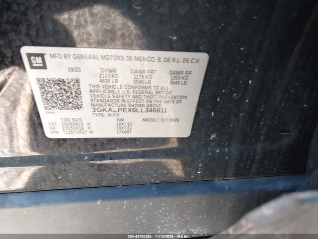 Продажа на аукционе авто 2020 Gmc Terrain Fwd Slt, vin: 3GKALPEX6LL346611, номер лота: 43700394