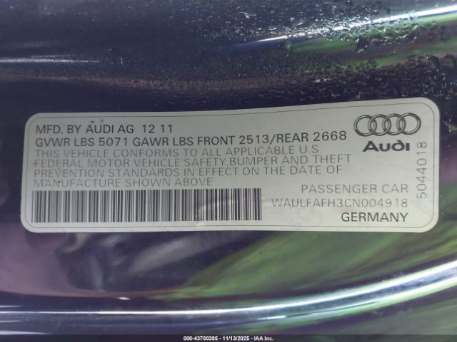 2012 AUDI A5 WAULFAFH3CN004918 Photo 8