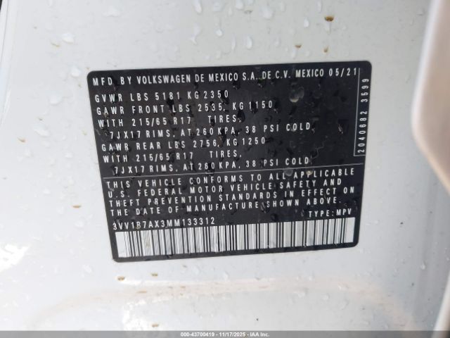 2021 VOLKSWAGEN TIGUAN 3VV1B7AX3MM133312 Photo 8
