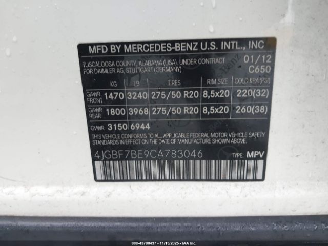 2012 MERCEDES-BENZ GL 450 4JGBF7BE9CA783046 Photo 8