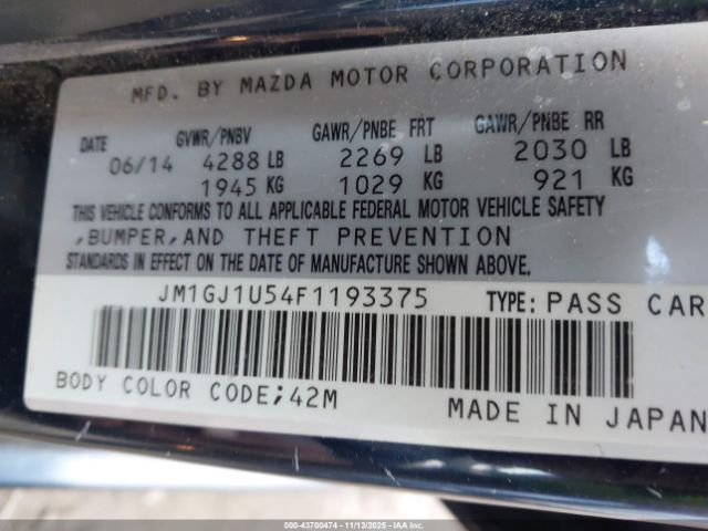 2015 MAZDA MAZDA6 JM1GJ1U54F1193375 Photo 8