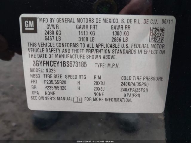 2011 CADILLAC SRX 3GYFNCEY1BS673185 Photo 8